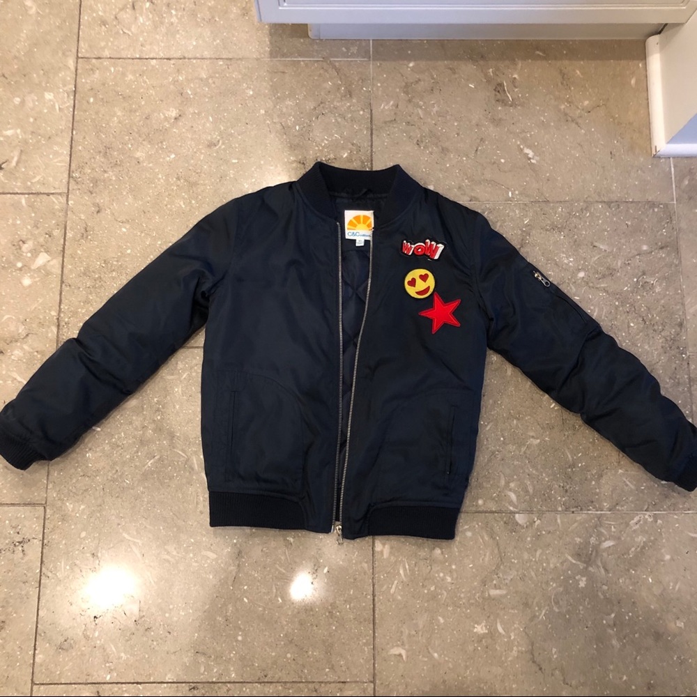 Girls’ C&C California Emoji Bomber Jacket in Navy